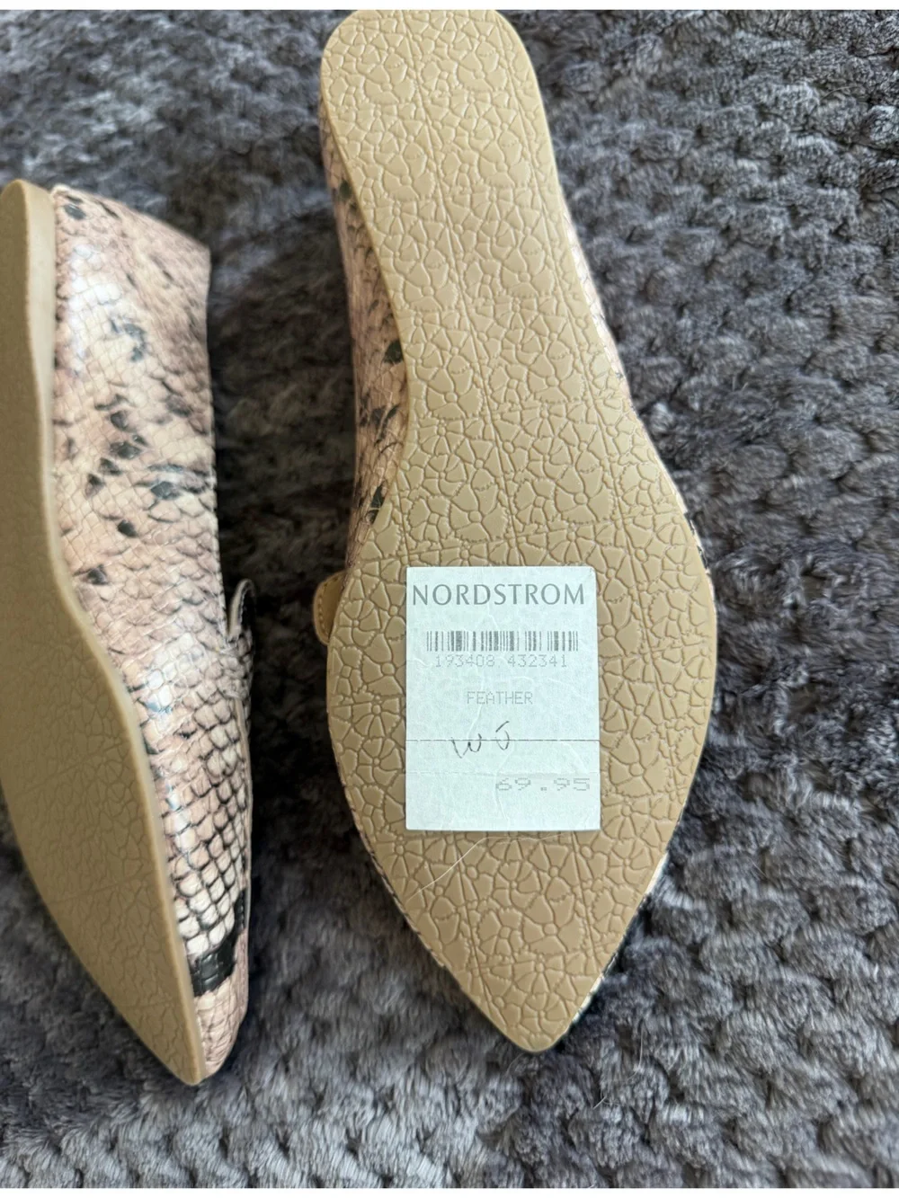 Steve Madden Blush and Black Snake-Print Pointed Flats
